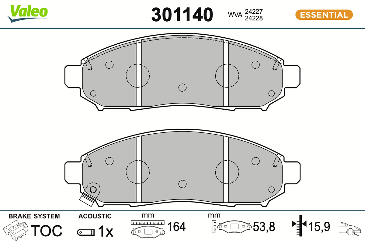 Jeu de 4 plaquettes de frein VALEO ref. 301140